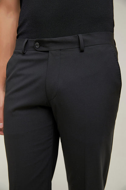 Ds Damat Comfort Fit Siyah Düz Travel Kumaş Pantolon