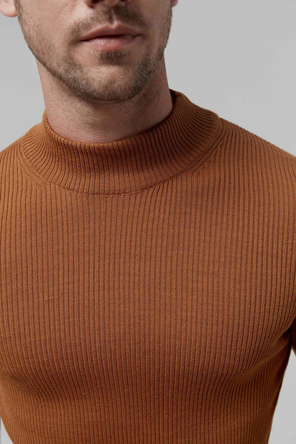Twn Slim Fit Findik Kahve Rib Örgü Kazak