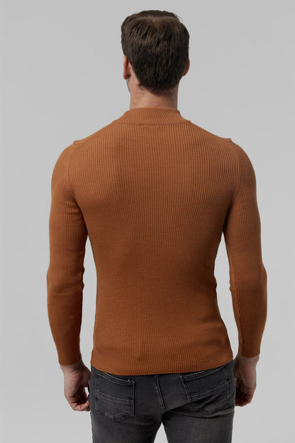 Twn Slim Fit Findik Kahve Rib Örgü Kazak