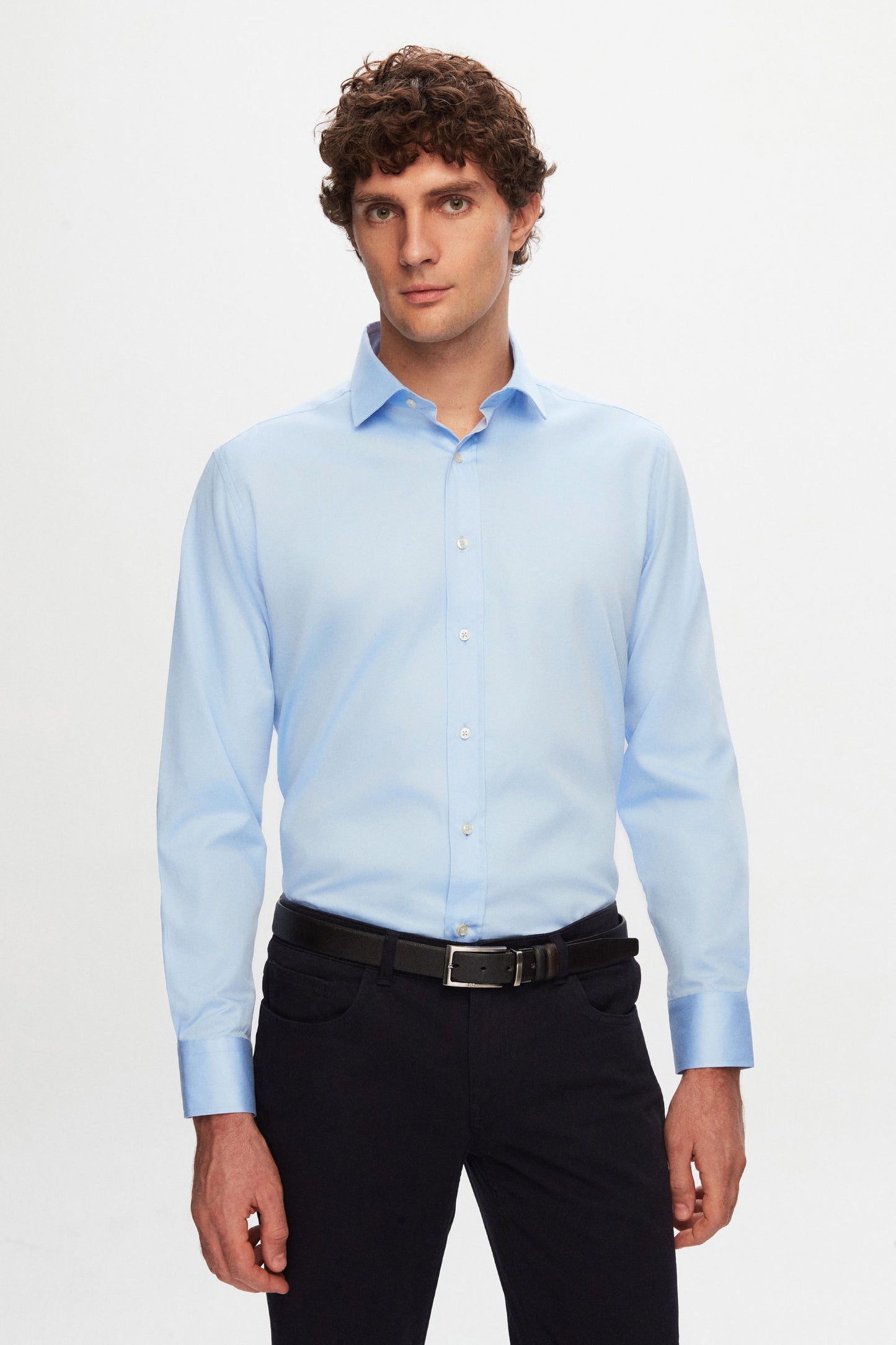 Ds Damat Regular Fit Mavi Düz Gömlek