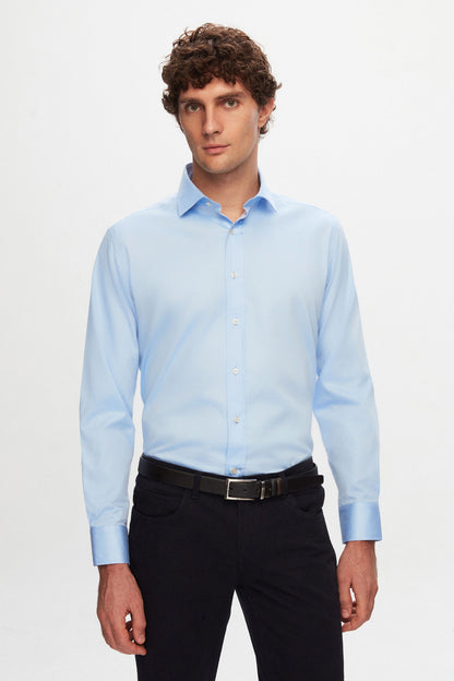 Ds Damat Regular Fit Mavi Düz Gömlek