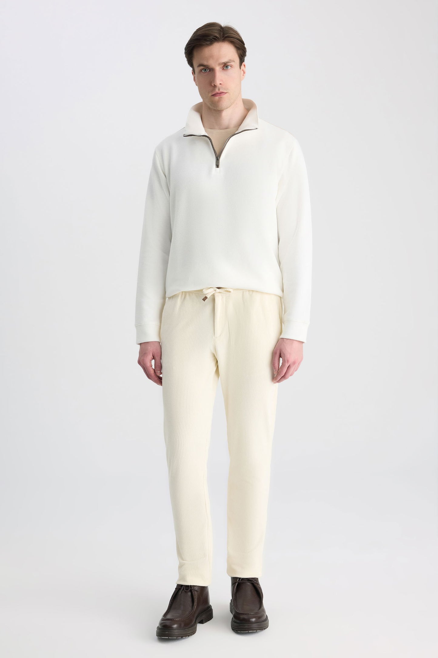 Ds Damat Relaxed Fit (pilesiz) Ekru Armürlü Jogger Pantolon