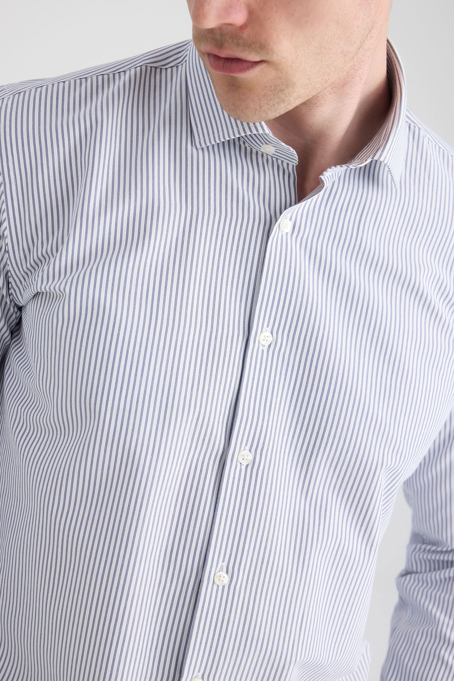 Twn Slim Fit Lacivert Çizgili Gömlek