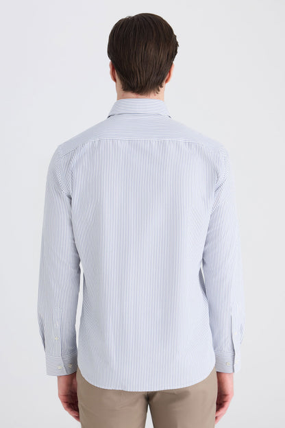 Twn Slim Fit Lacivert Çizgili Gömlek