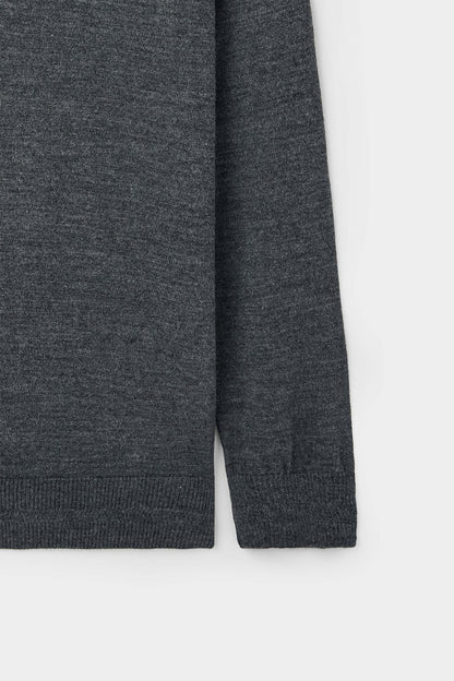 Ds Damat Regular Fit Gri Melanj Düz Örgü Kazak