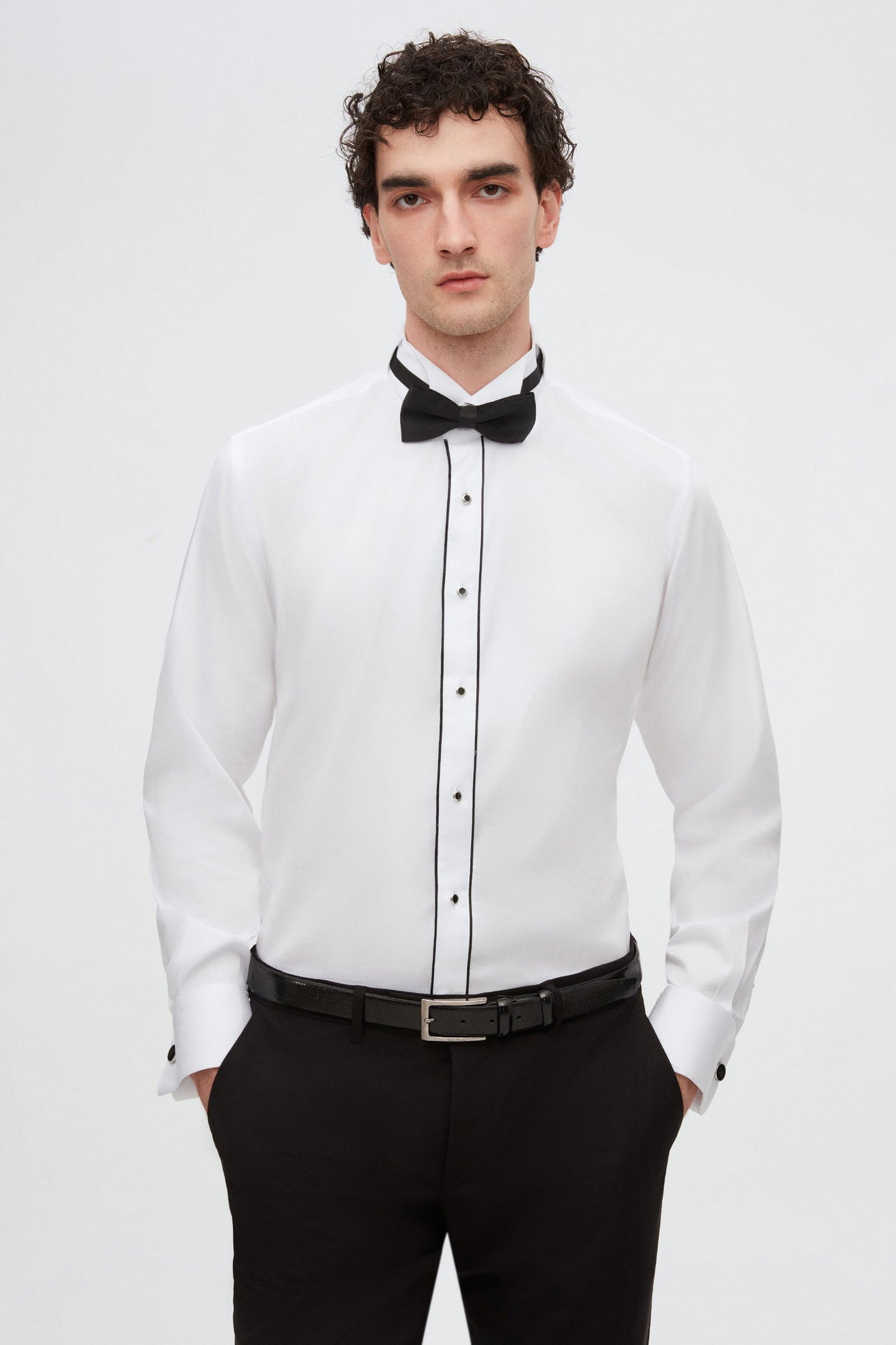 Ds Damat Slim Fit Beyaz Düz Smokin Gömlek