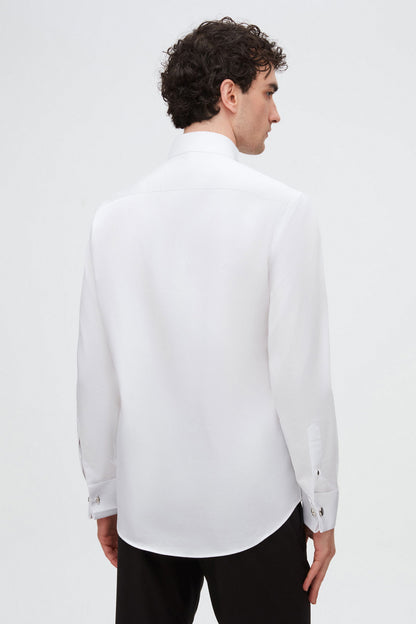 Ds Damat Slim Fit Beyaz Düz Smokin Gömlek