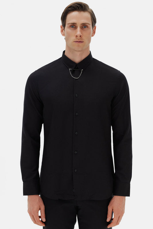 Twn Slim Fit Siyah Çizgili Gömlek