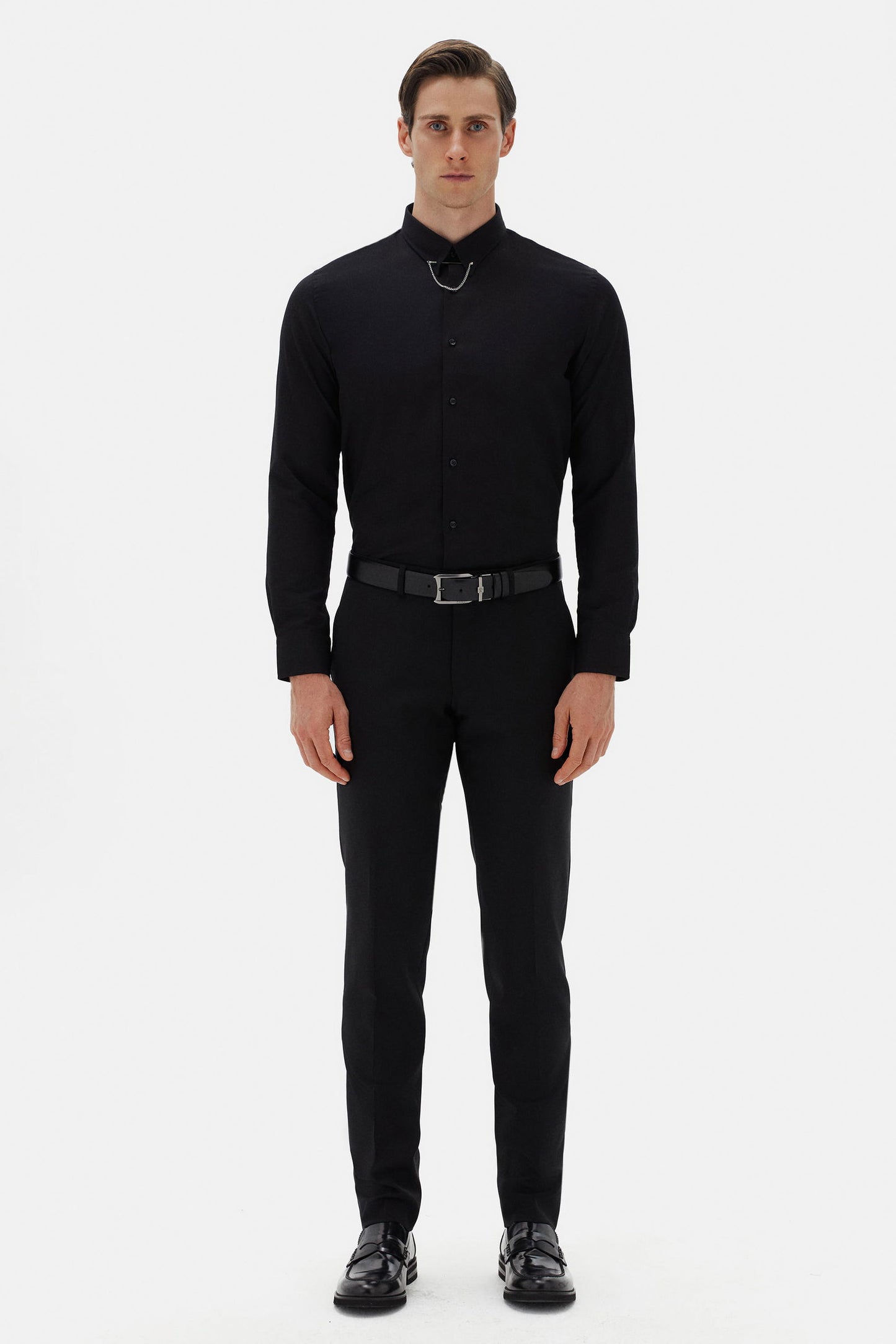 Twn Slim Fit Siyah Çizgili Gömlek