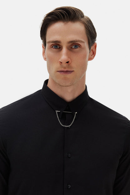 Twn Slim Fit Siyah Çizgili Gömlek