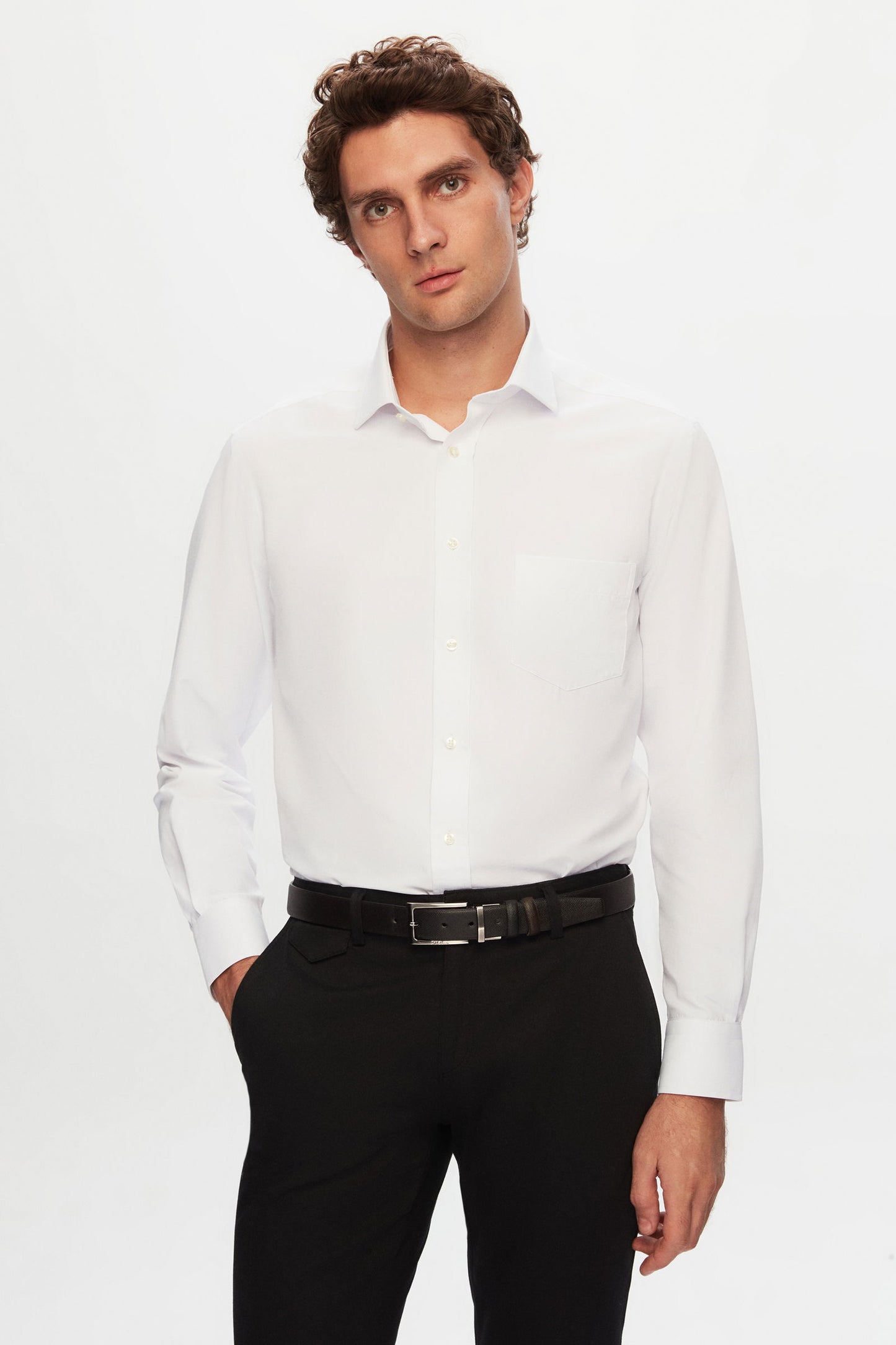 Ds Damat Regular Fit Beyaz Düz Gömlek