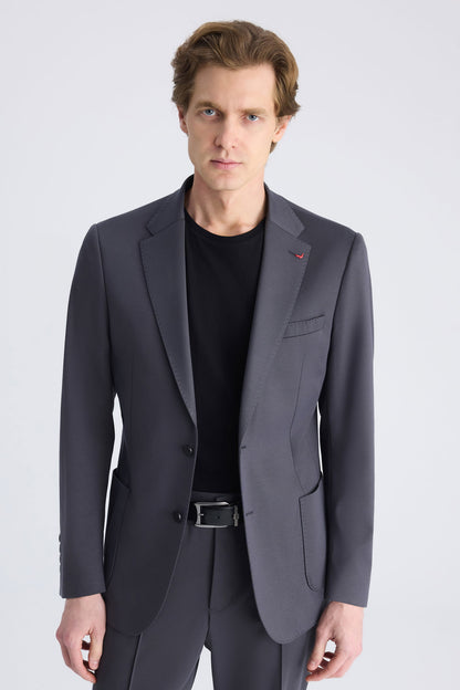 Ds Damat Slim Fit Antrasit Baskılı Takim Elbise