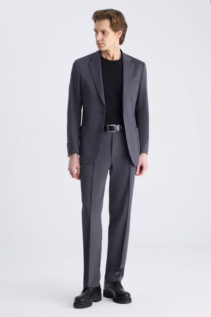 Ds Damat Slim Fit Antrasit Baskılı Takim Elbise