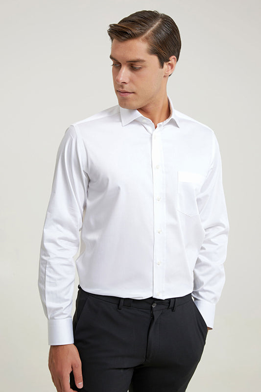 Ds Damat Regular Fit Beyaz Düz Gömlek