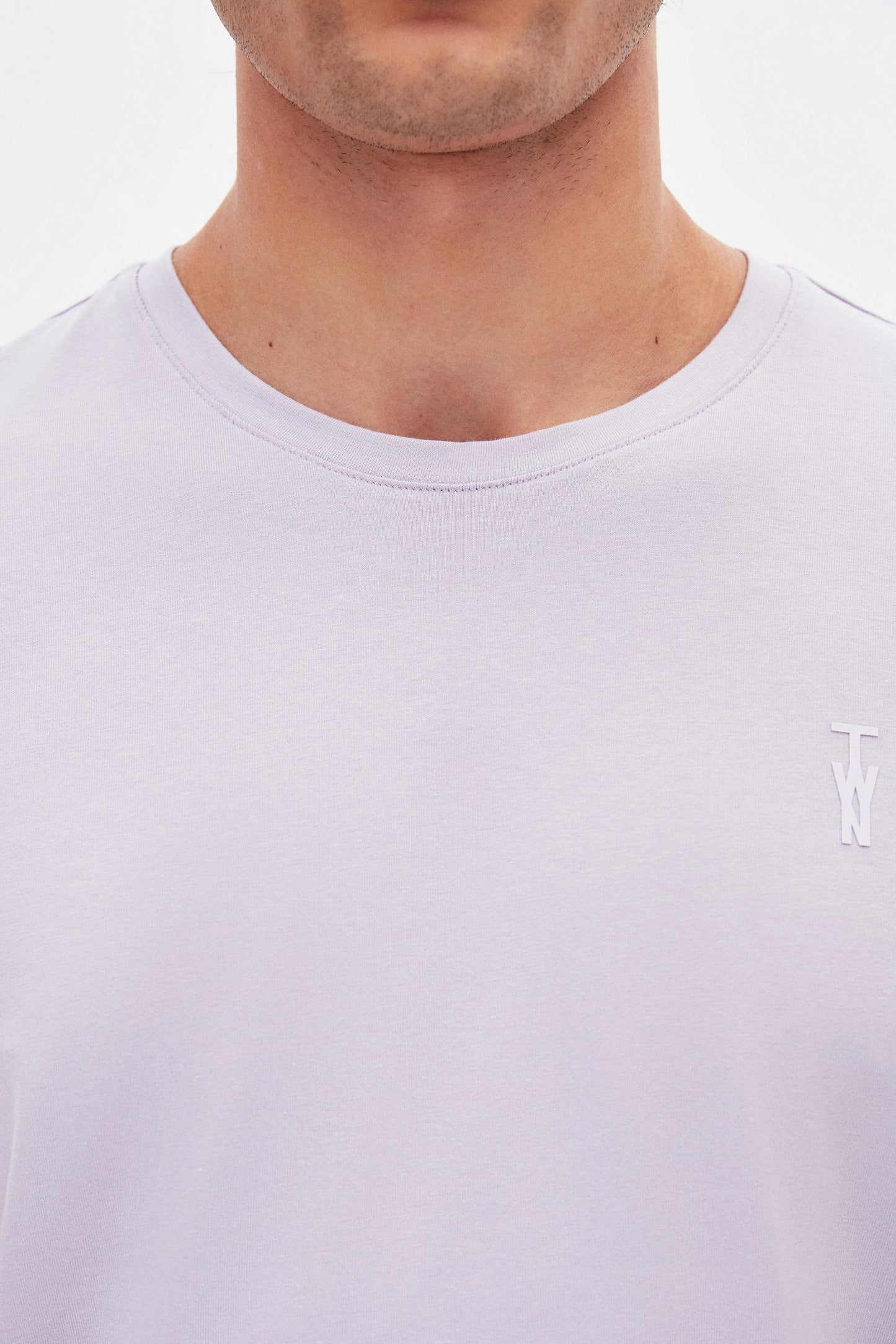 Twn Slim Fit Galaktik Leylak Düz Kabartma Baskılı T-shirt