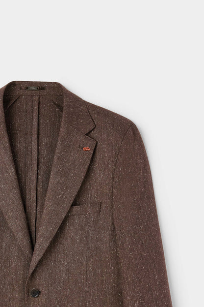Twn Slim Fit Kahverengi Armürlü Kumaş Ceket