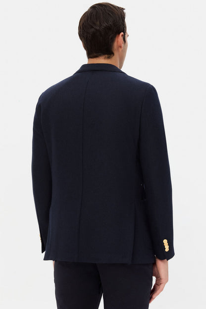 Ds Damat Regular Fit Lacivert Armürlü Kumaş Ceket