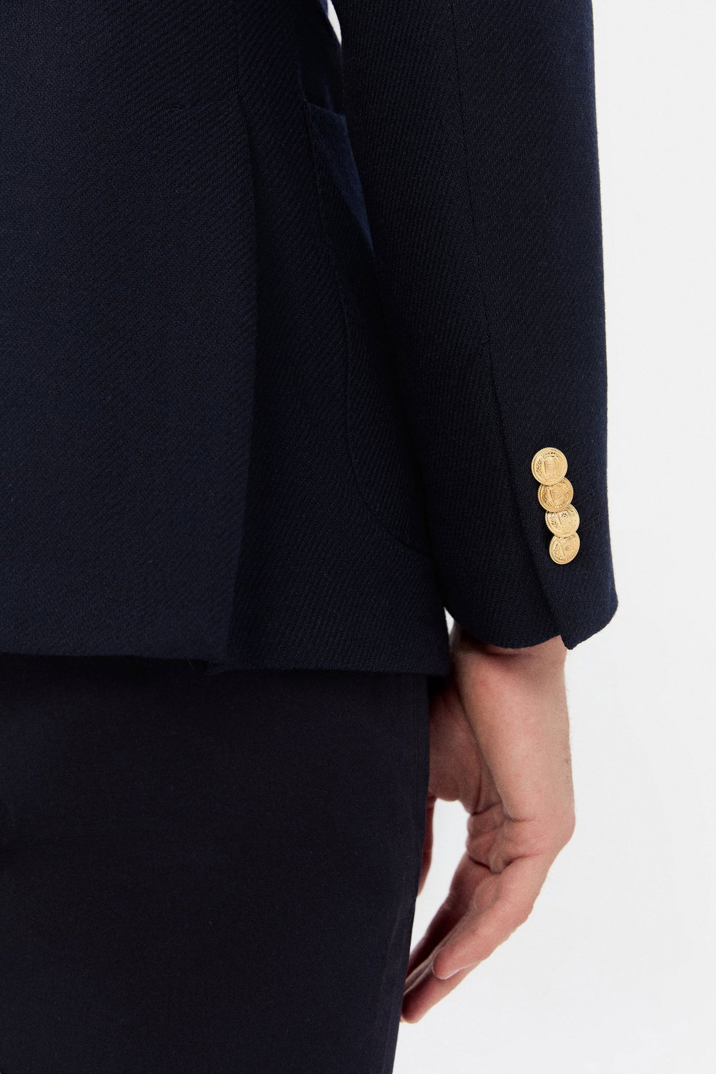 Ds Damat Regular Fit Lacivert Armürlü Kumaş Ceket