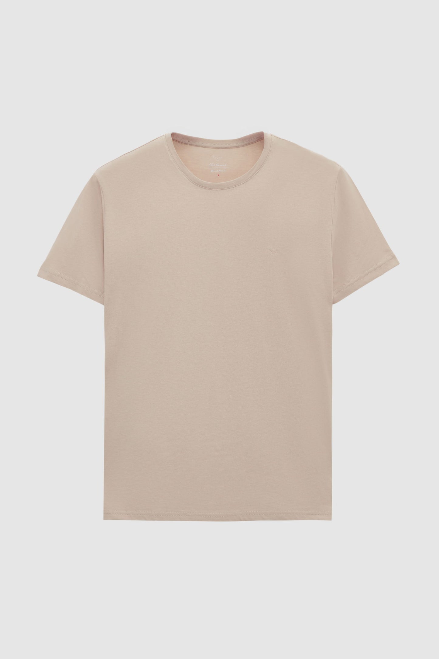 Ds Damat Regular Fit Bej Düz %100 Pamuk Logo Baskılı T-shirt