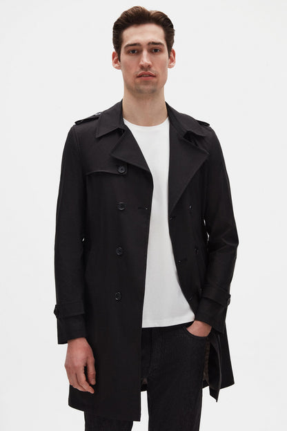 Ds Damat Regular Fit Siyah Pardösü/trenckot