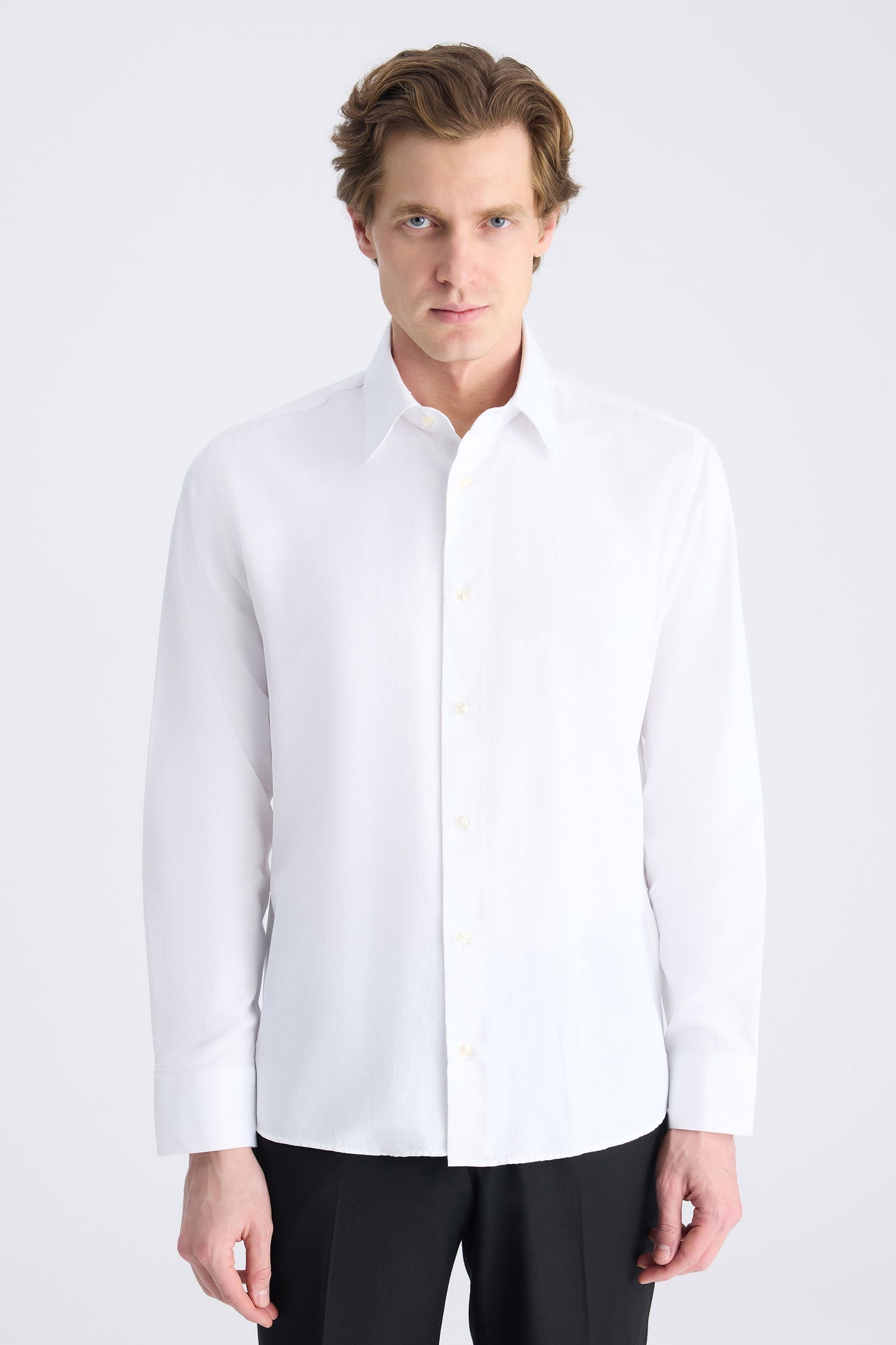 Ds Damat Slim Fit Beyaz Armürlü Gömlek