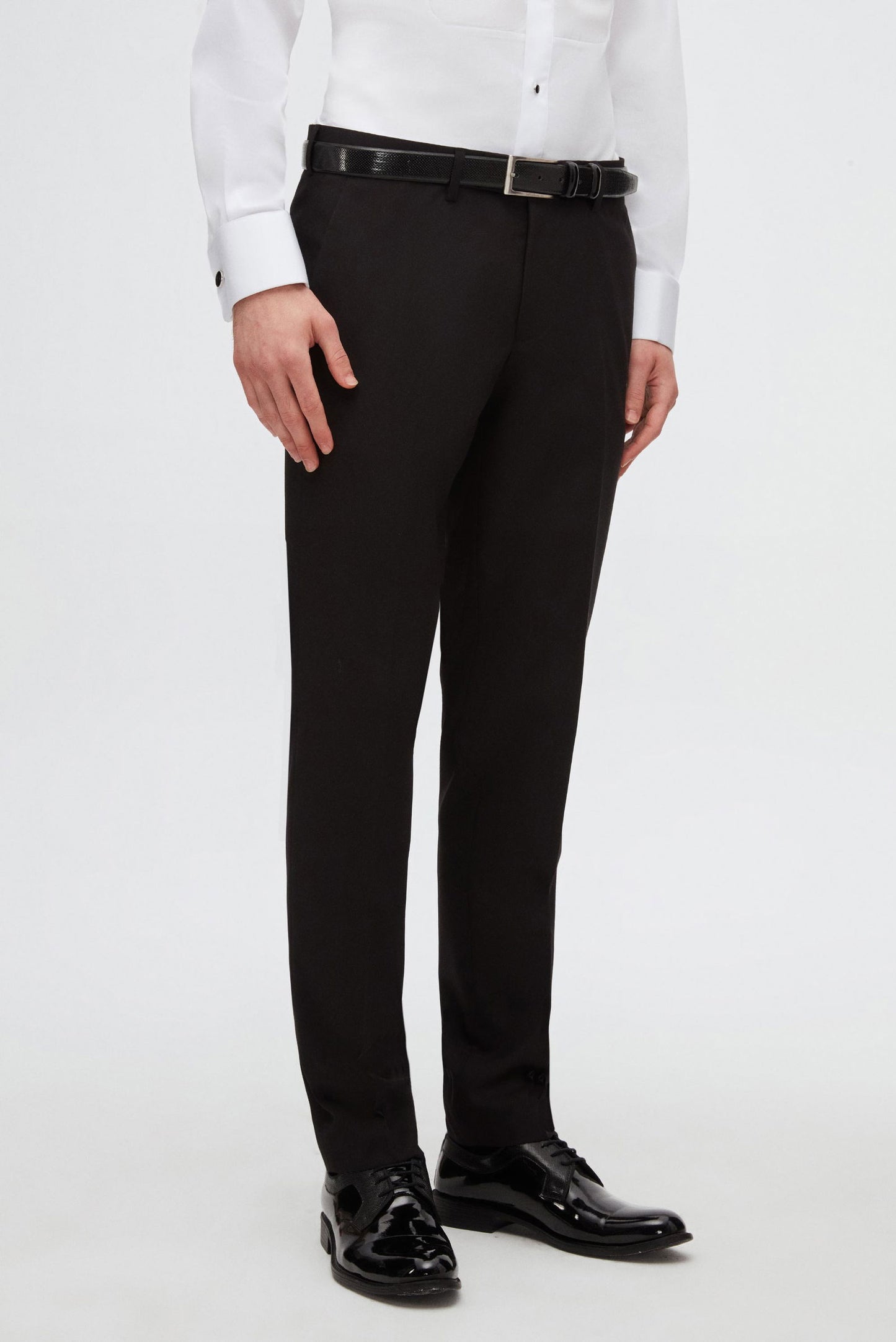 Twn Slim Fit Siyah Düz Damatlık & Smokin Yelekli Takim Elbise