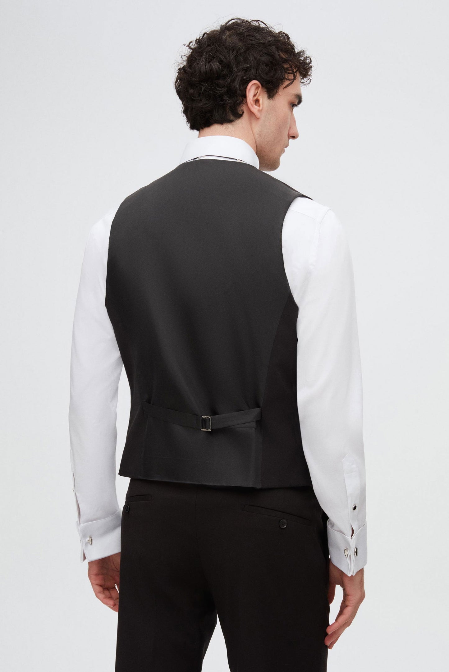 Twn Slim Fit Siyah Düz Damatlık & Smokin Yelekli Takim Elbise