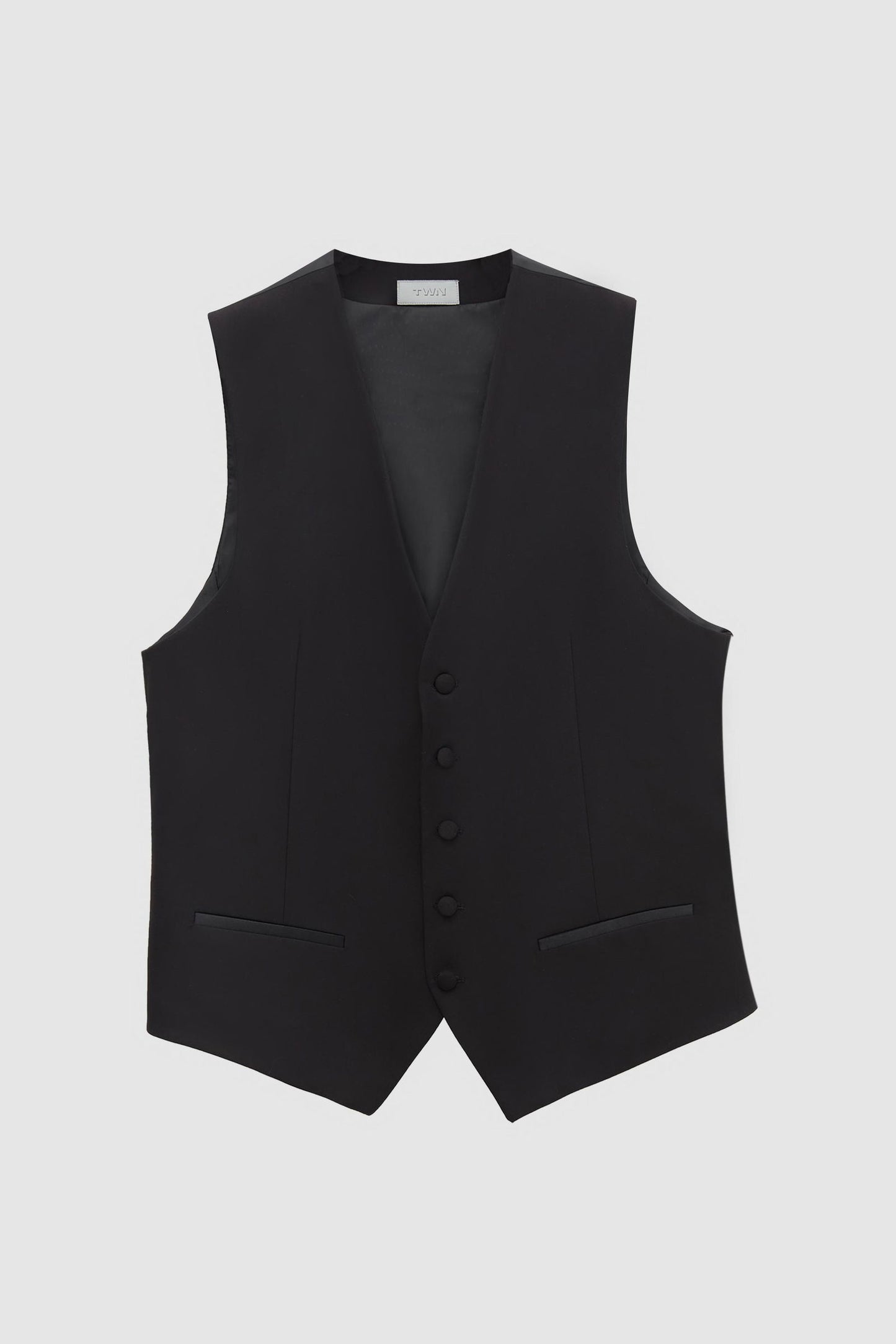 Twn Slim Fit Siyah Düz Damatlık & Smokin Yelekli Takim Elbise