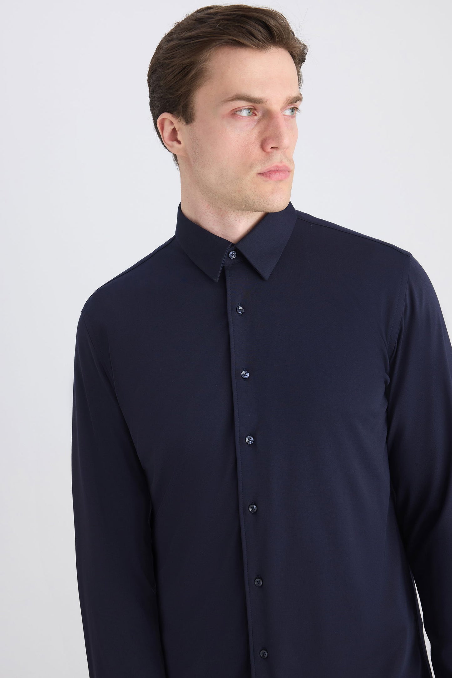 Ds Damat Slim Fit Lacivert Örme Gömlek