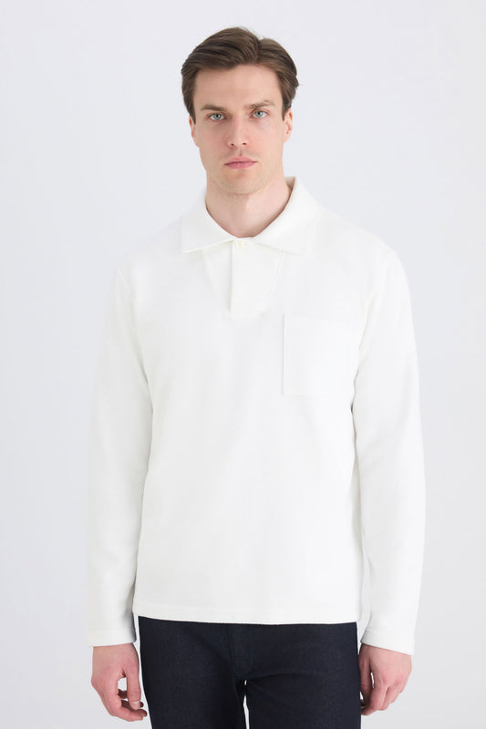 Ds Damat Regular Fit Ekru Düz Sweatshirt