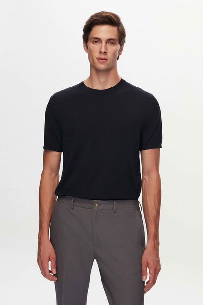 Twn Slim Fit Lacivert Düz Örgü T-shirt