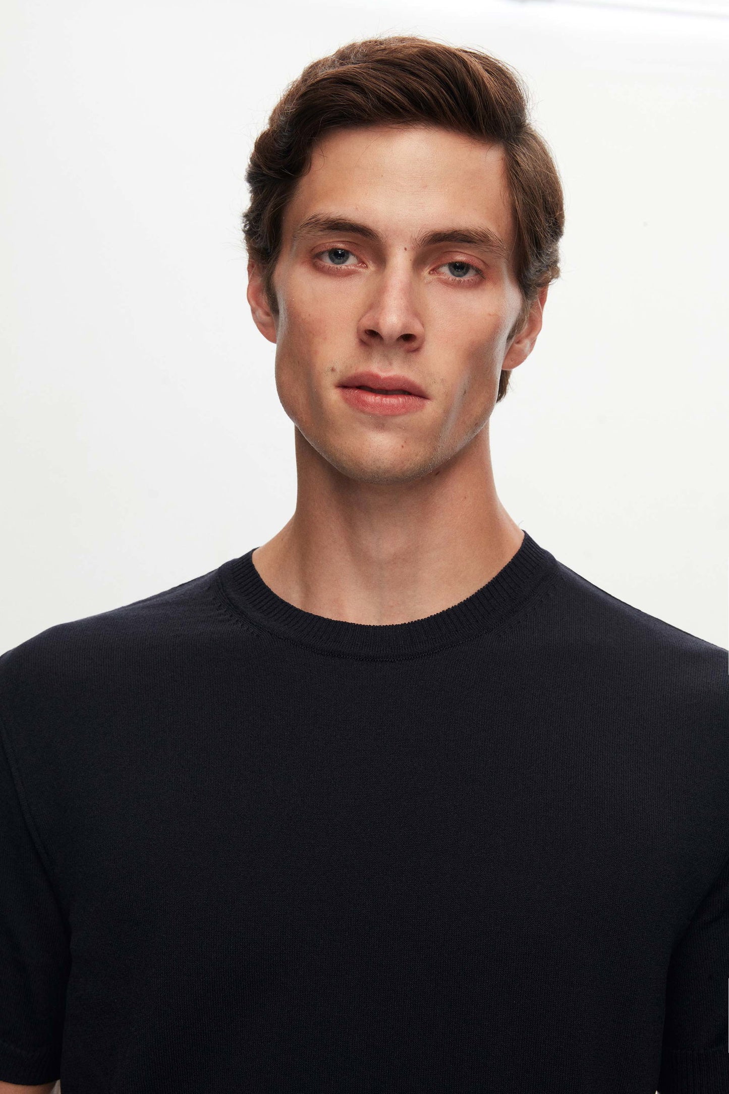 Twn Slim Fit Lacivert Düz Örgü T-shirt