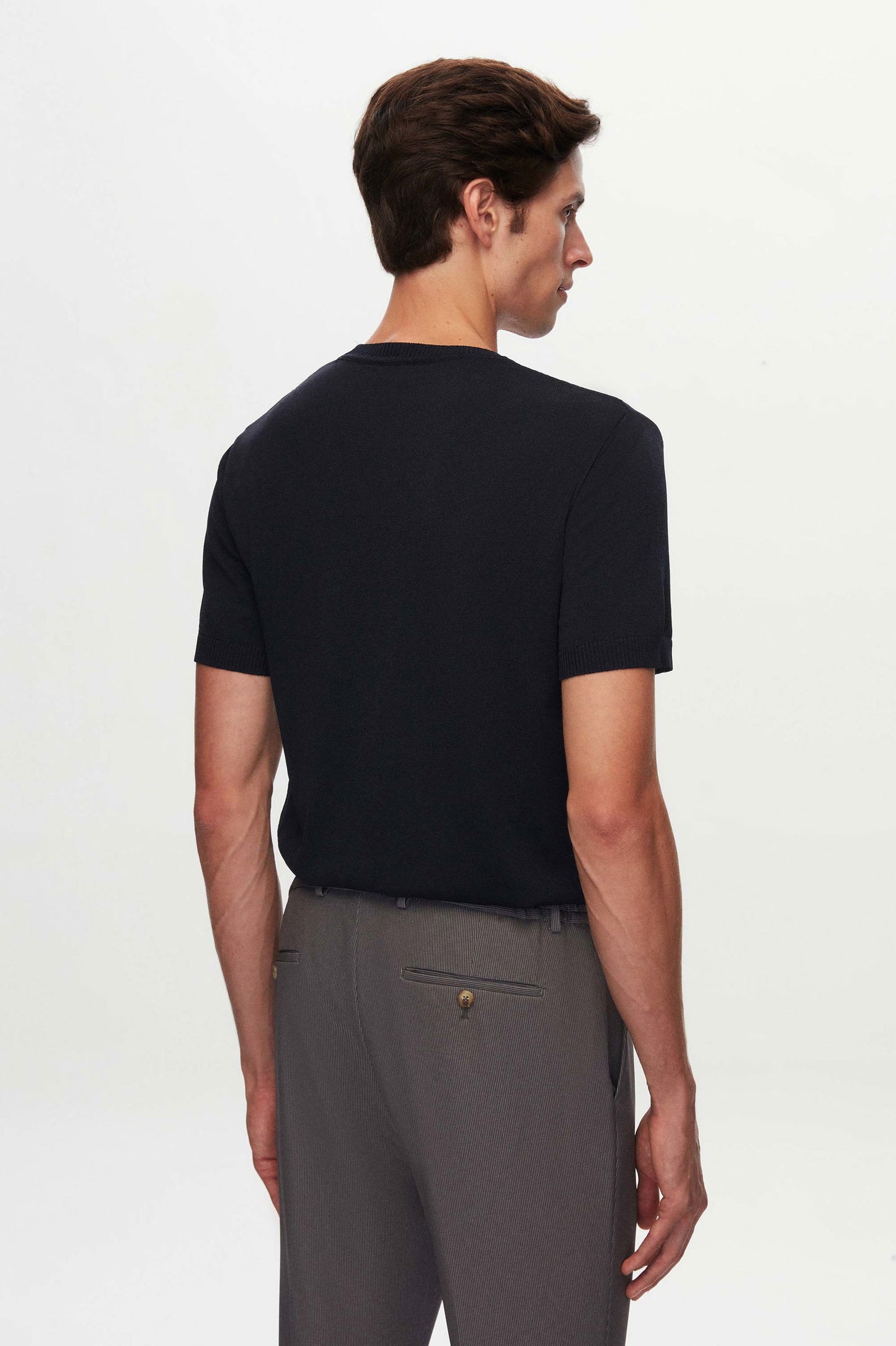 Twn Slim Fit Lacivert Düz Örgü T-shirt
