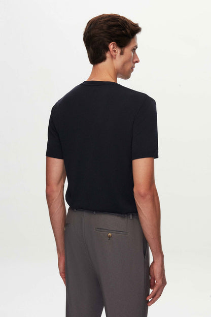 Twn Slim Fit Lacivert Düz Örgü T-shirt