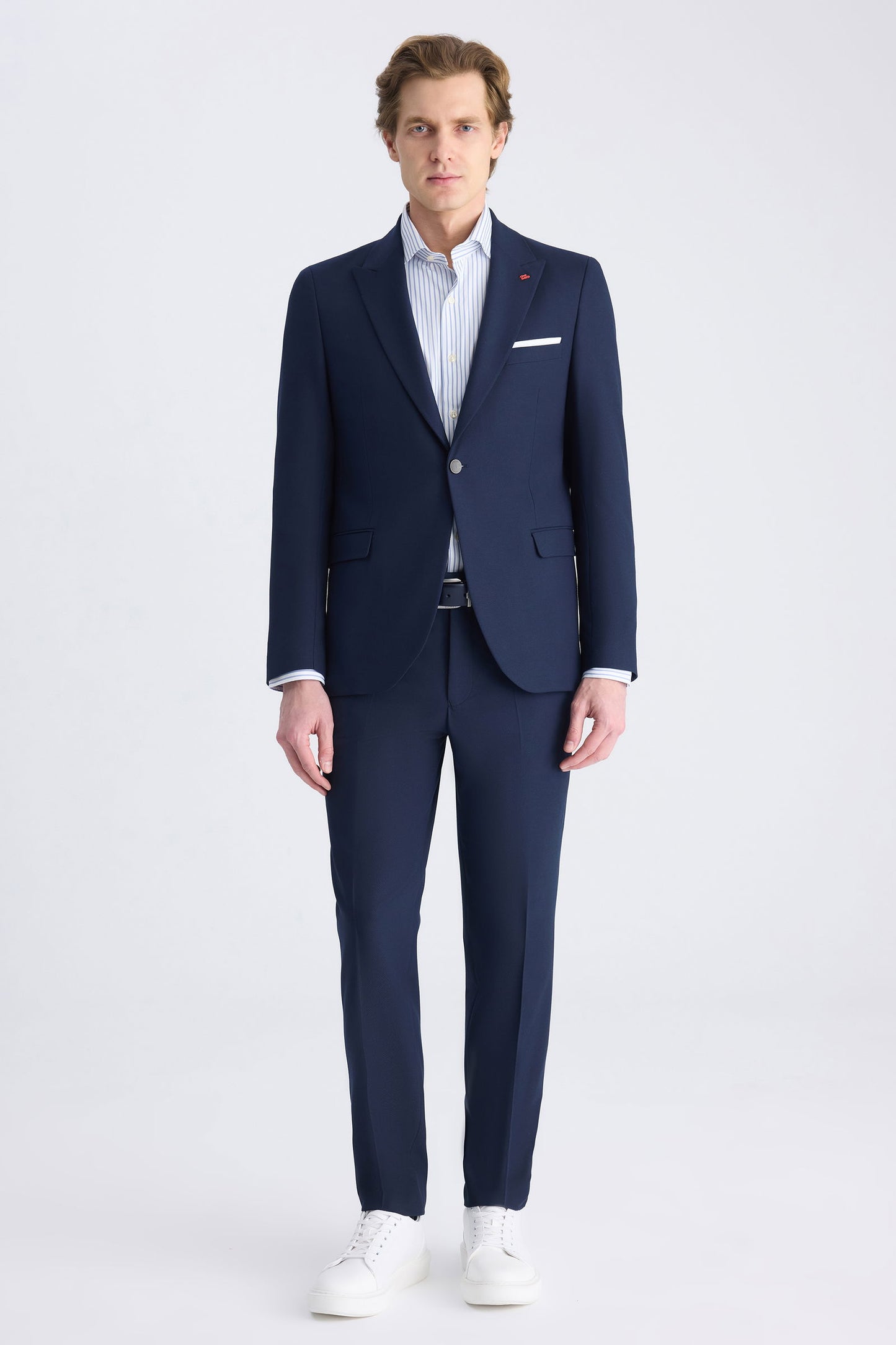 Twn Slim Fit Lacivert Armürlü Takim Elbise