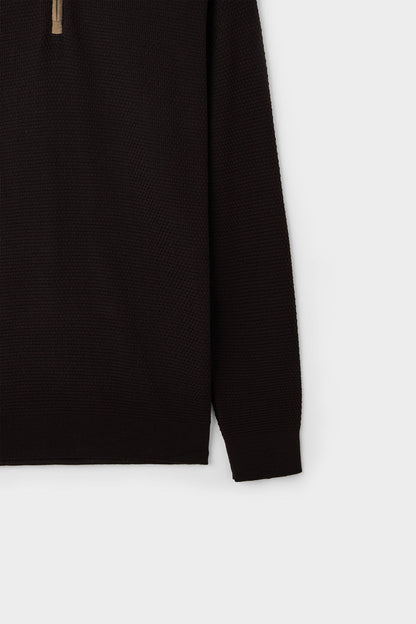 Ds Damat Regular Fit Kahverengi Petek Örgü Kazak