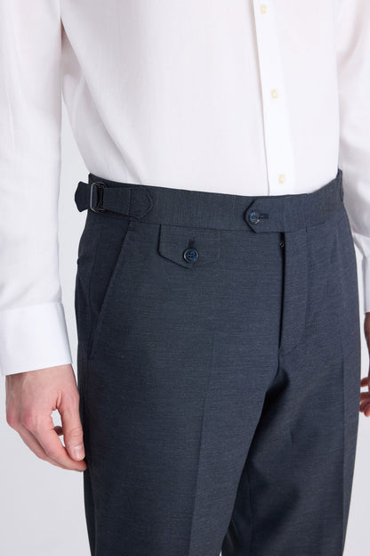 Ds Damat Slim Fit Lacivert Armürlü Kumaş Pantolon