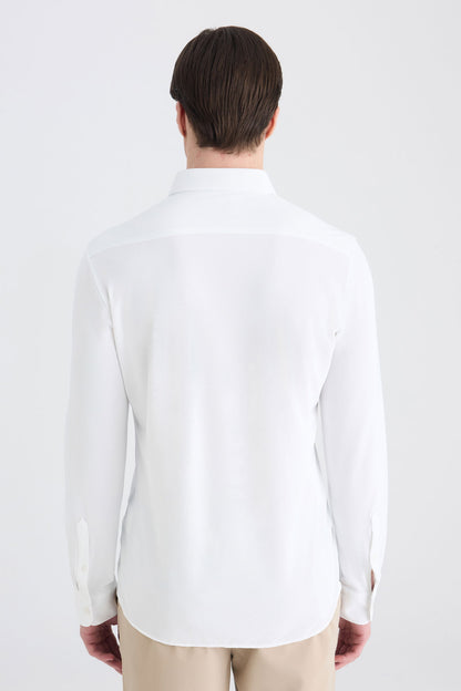 Twn Slim Fit Beyaz Örme Gömlek