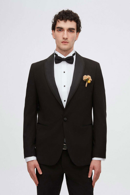 Twn Slim Fit Siyah Düz Smokin Takim Elbise