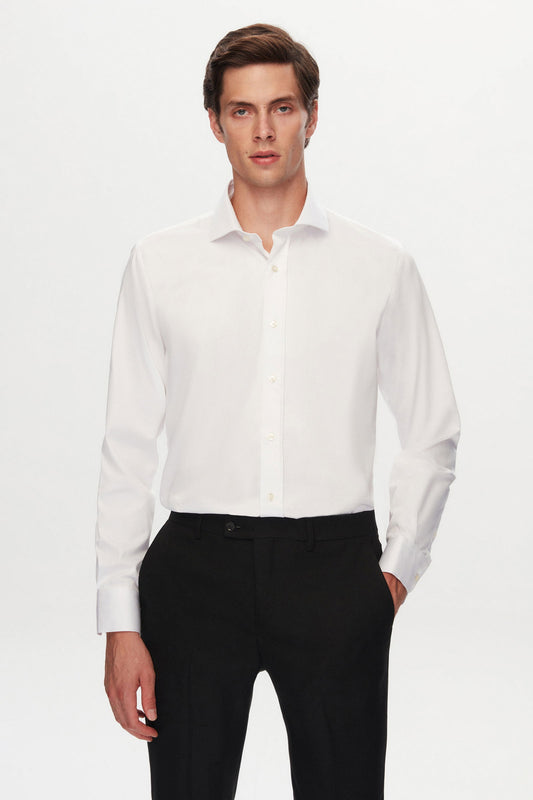Ds Damat Slim Fit Beyaz Düz Gömlek