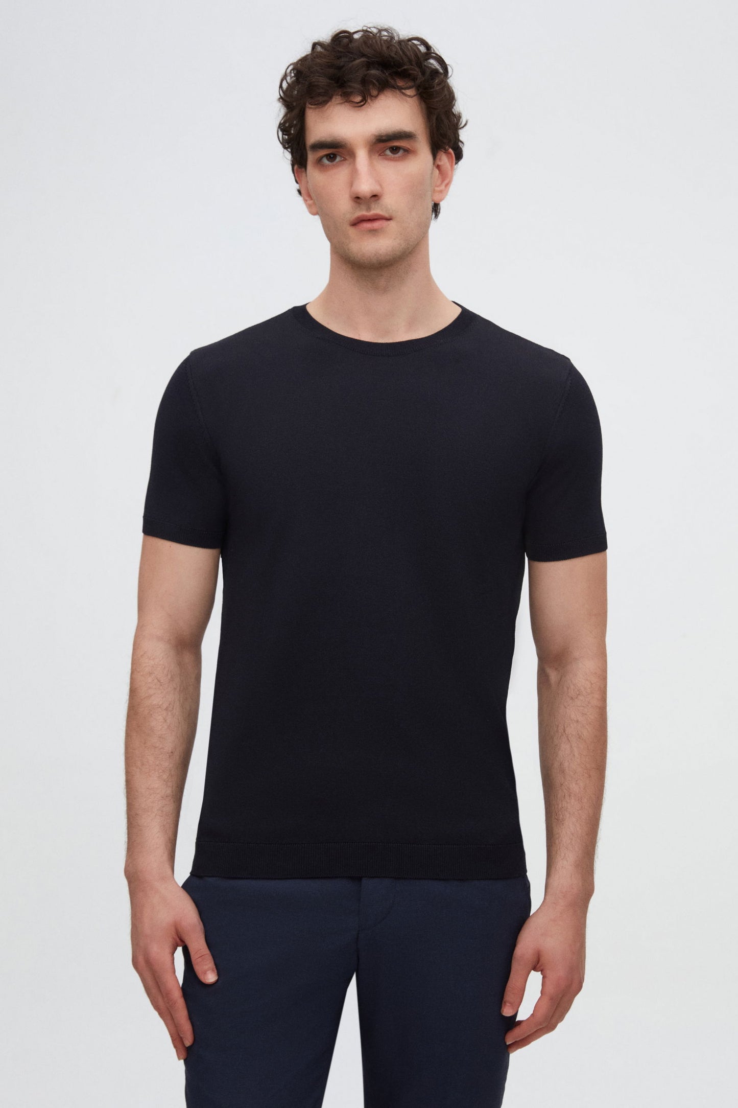 Twn Slim Fit Lacivert Yazlık Rayon Triko T-shirt