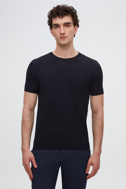 Twn Slim Fit Lacivert Yazlık Rayon Triko T-shirt