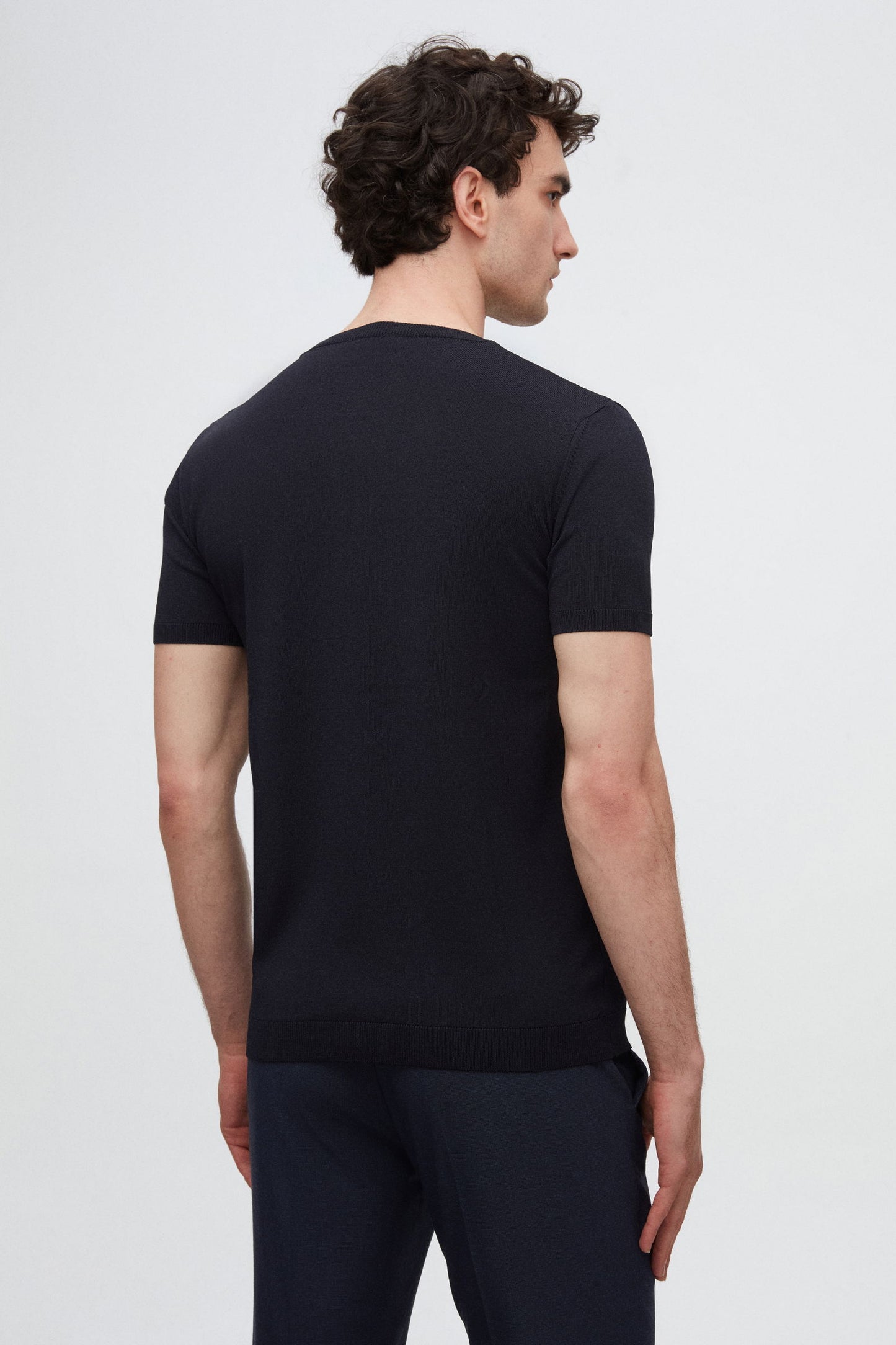 Twn Slim Fit Lacivert Yazlık Rayon Triko T-shirt