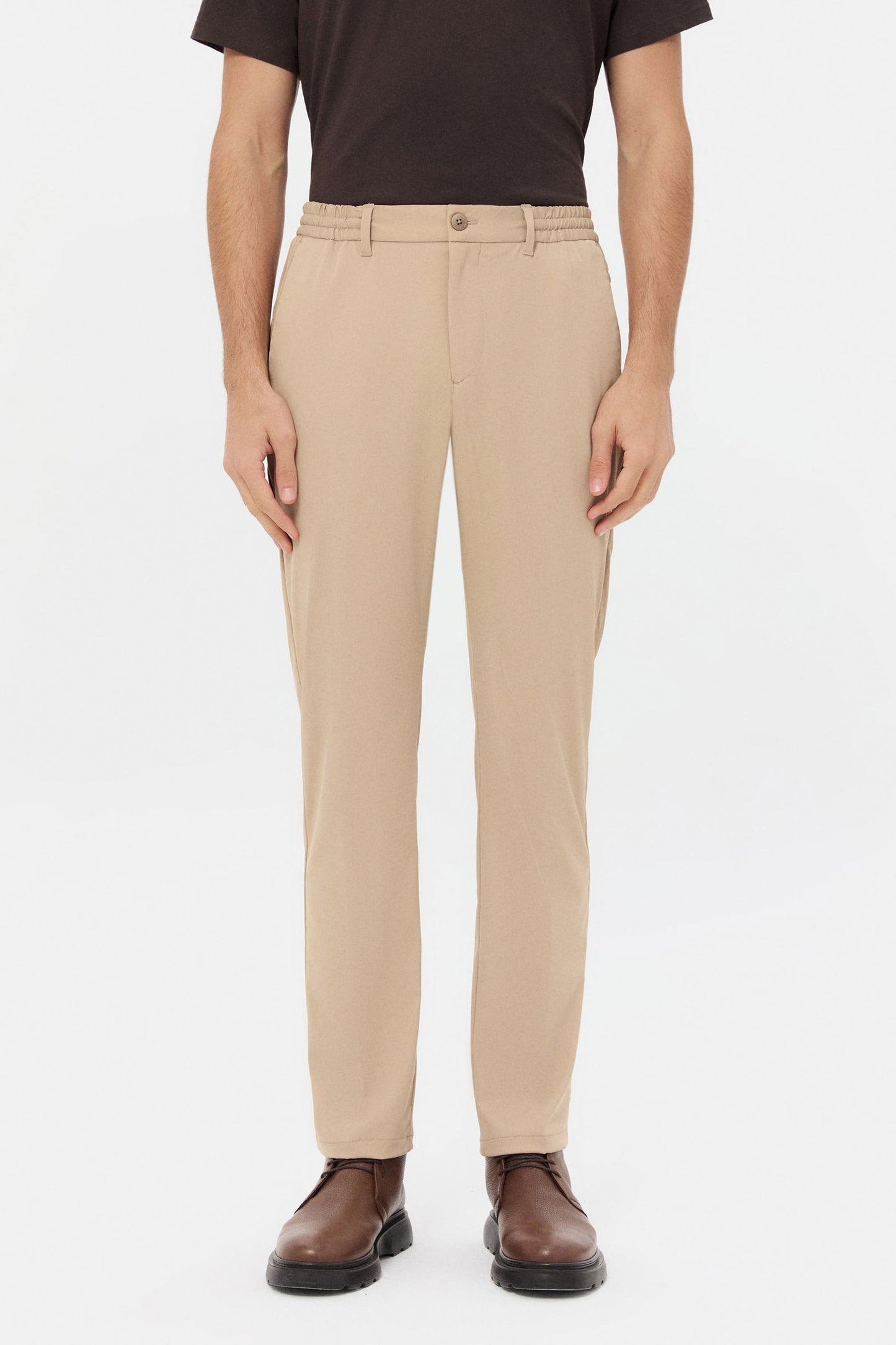 Ds Damat Relaxed Fit Bej Düz Jogger Pantolon