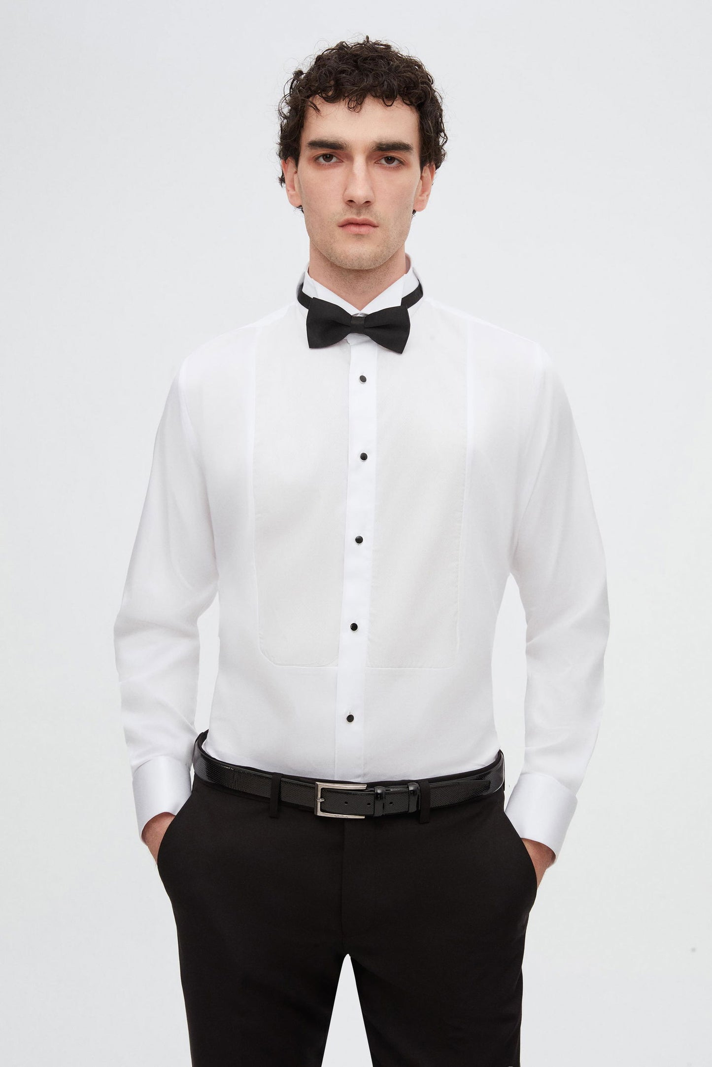 Ds Damat Slim Fit Beyaz Düz Smokin Gömlek