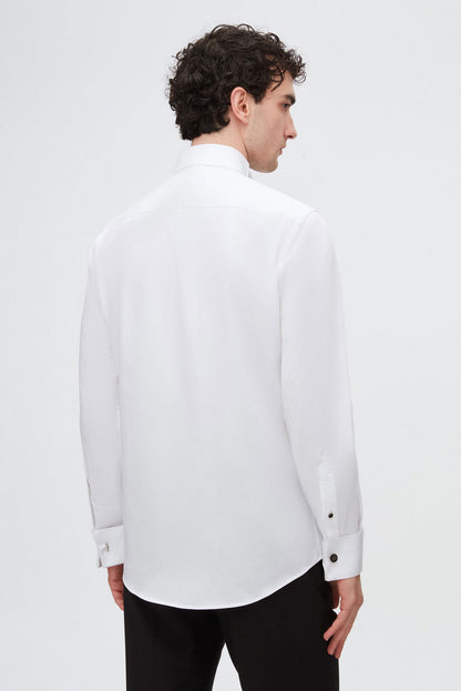 Ds Damat Slim Fit Beyaz Düz Smokin Gömlek
