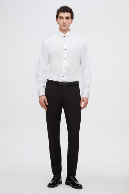 Ds Damat Slim Fit Beyaz Düz Smokin Gömlek