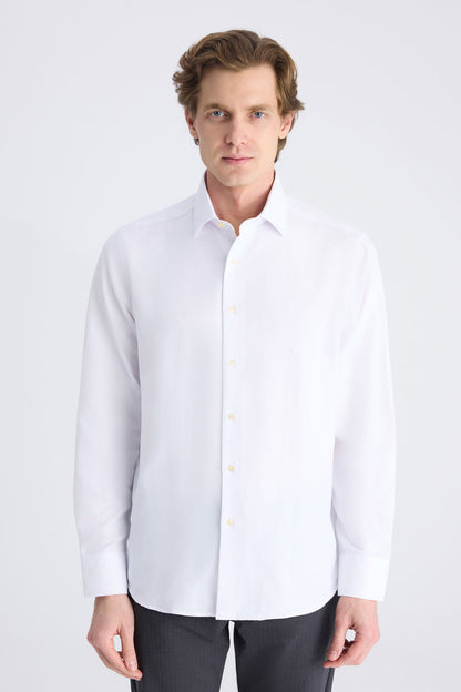 Ds Damat Regular Fit Beyaz Çizgili Gömlek
