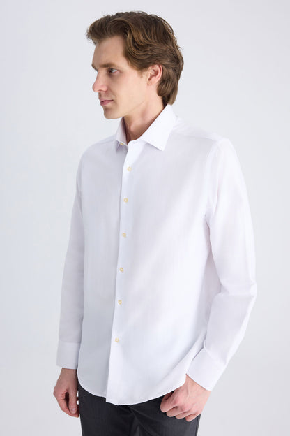 Ds Damat Regular Fit Beyaz Çizgili Gömlek