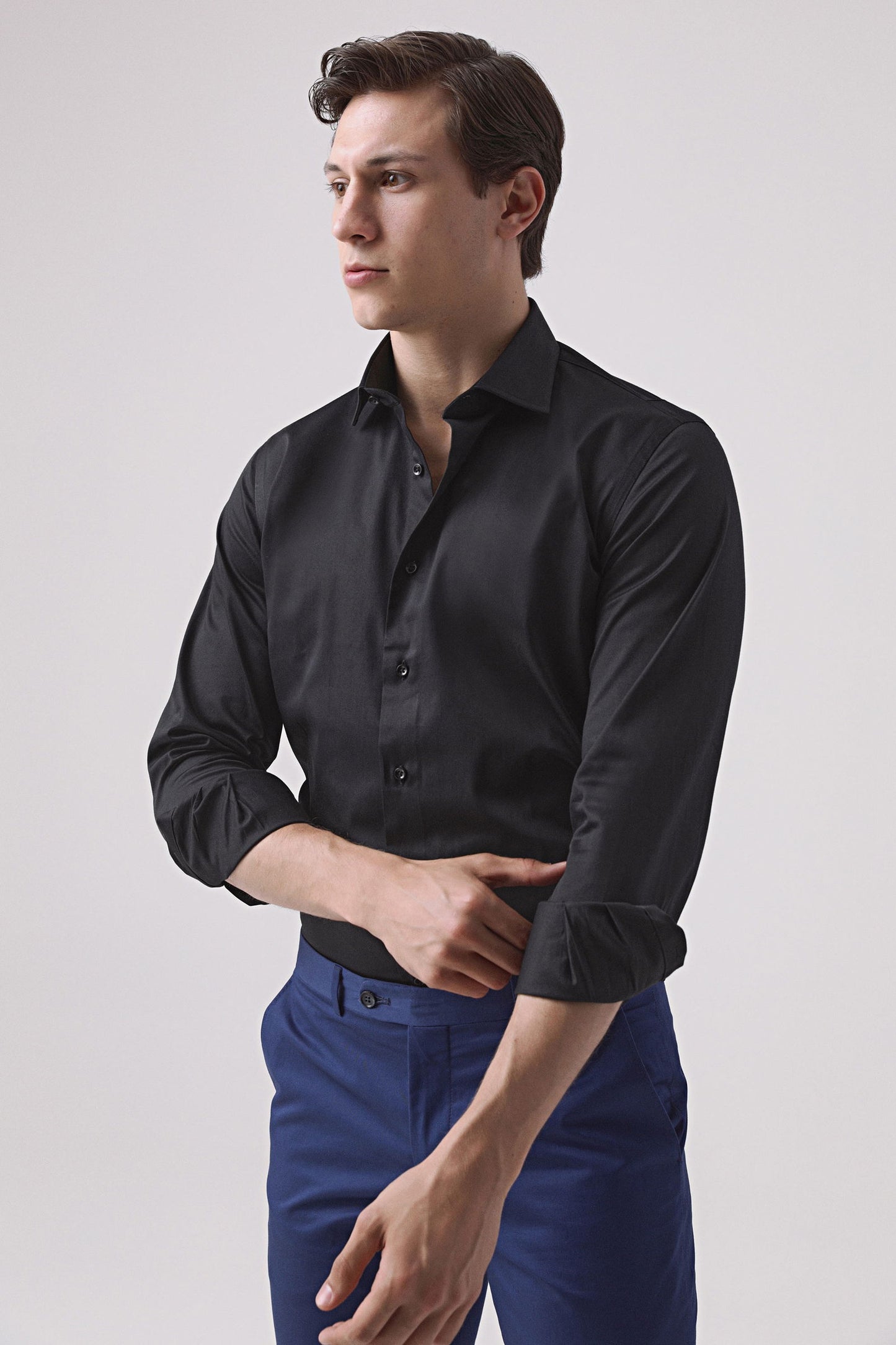 Ds Damat Slim Fit Siyah Düz Gömlek